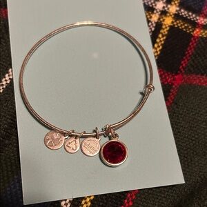 Alex and Ani Silver Bracelet with Red Charm